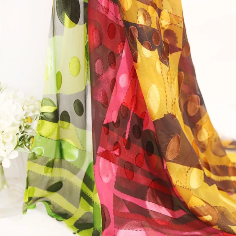 Various patterns on woven silk digital print burnout silk fabric in 100% silk