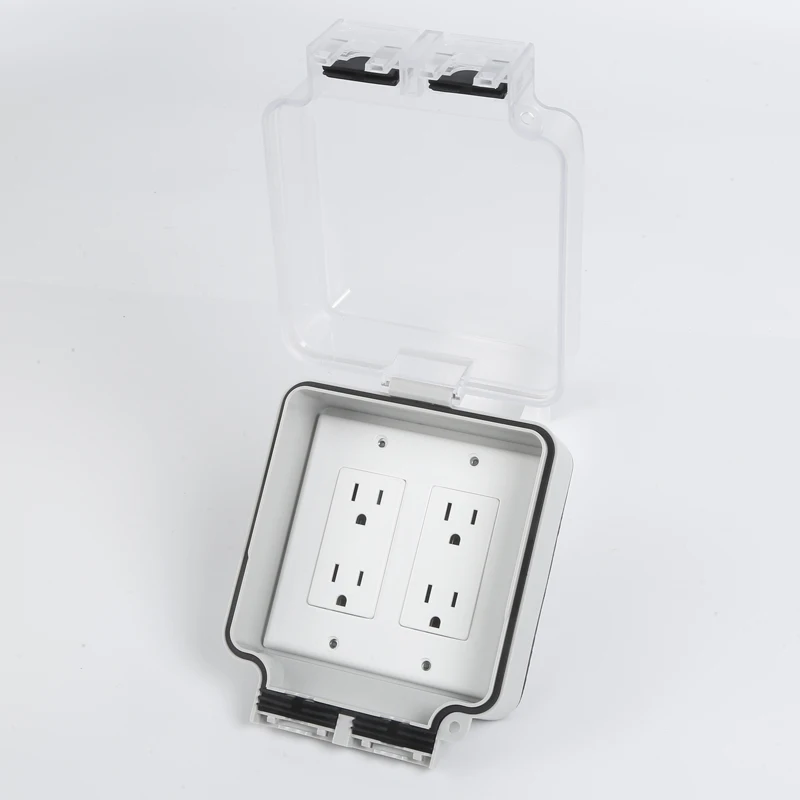 IP66 Outdoor Waterproof outlet or socket with 4 Outlets US Standard And Easy Installation