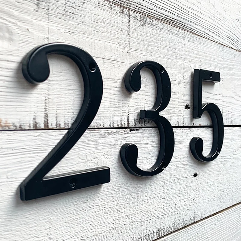 Modern 10cm (4-inch) Door Numbers Zinc Alloy Black Sign Outdoor Huisnummer House Number Plate