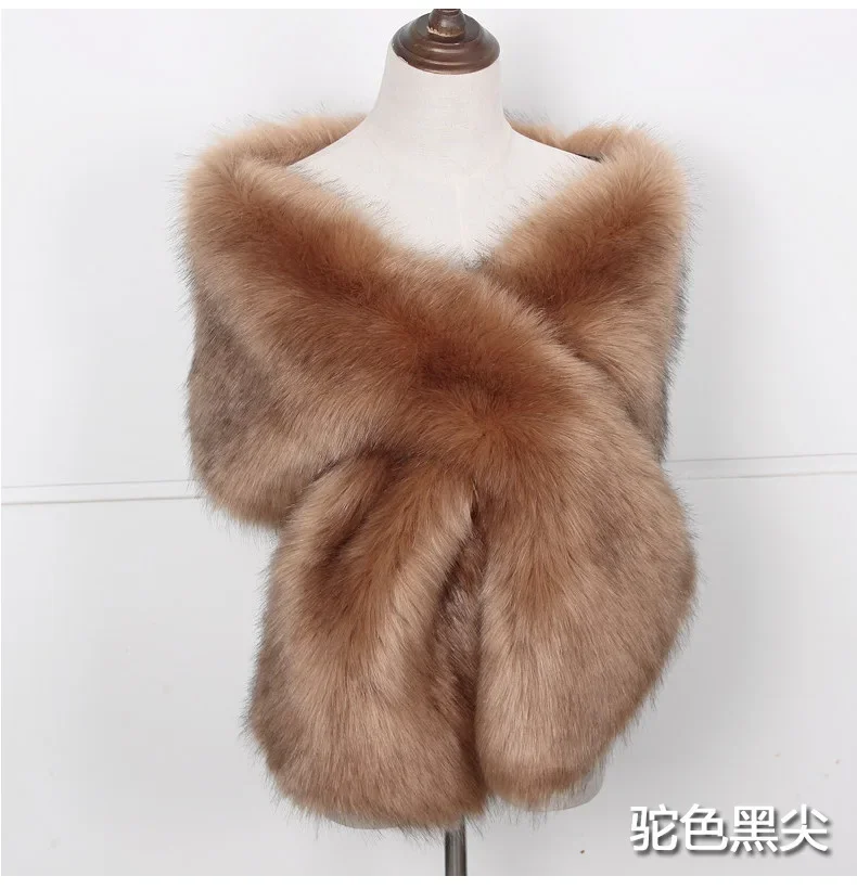 Wholesale long warm ladies faux fur shawl fashion bride lady faux fur scarf shawl wrap stole