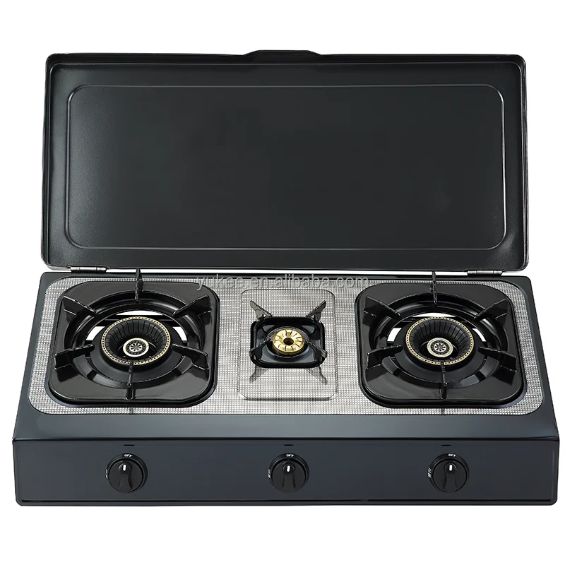 Factory export durable 3 Burners stainless steel lid propane Gas cooktop stoves