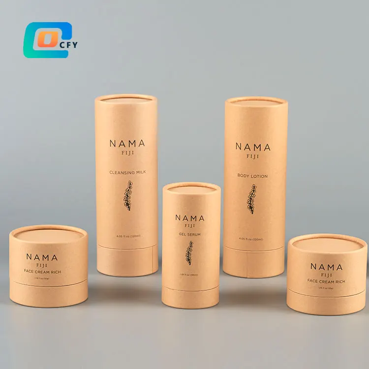 Brown Kraft Paper Cardboard Tube Round gift boxes wholesale custom paper tube package for High-end cosmetics