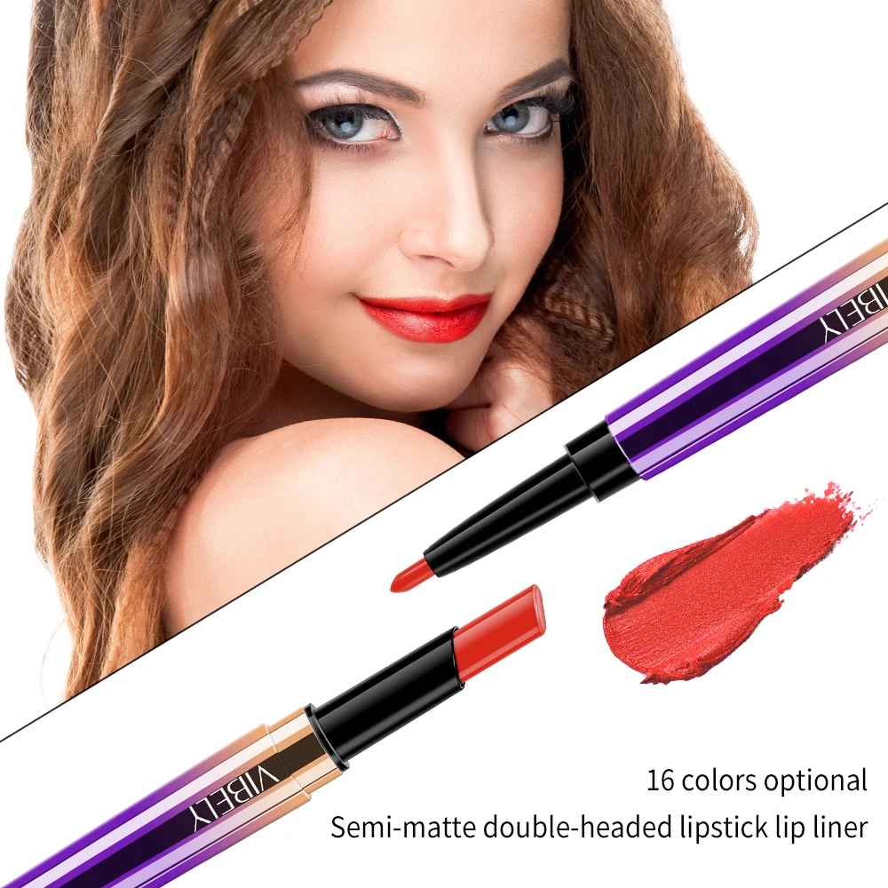 Hot Selling Beauty Cosmetic Double Side Matte Lipstick Lip Liner Private Label Lipstick