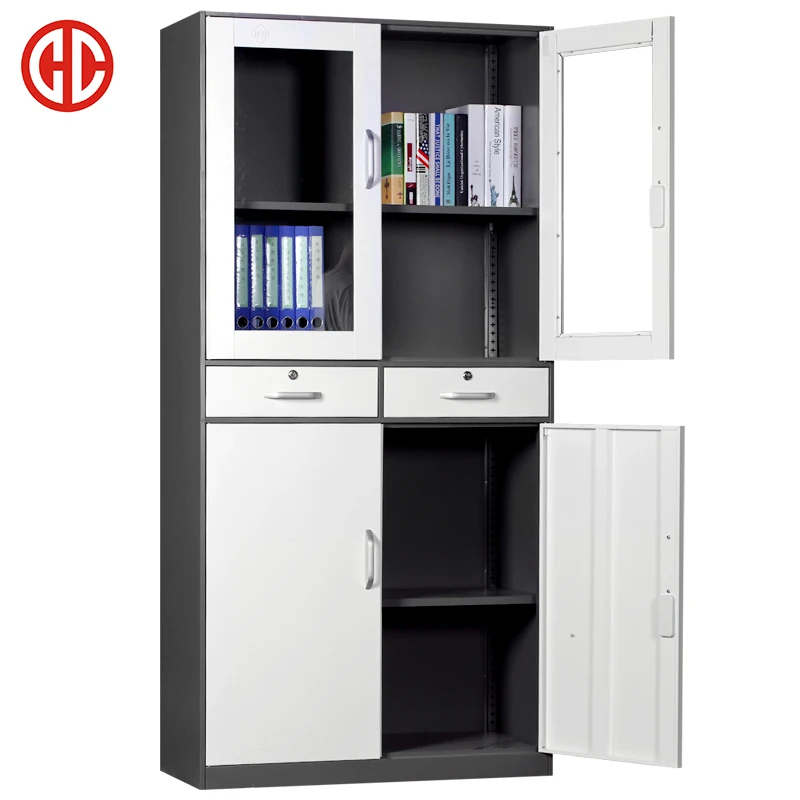 
Good Quality Metal Cabinet Glass Door 2 Drawer Cabinet Filing Cabinet 
