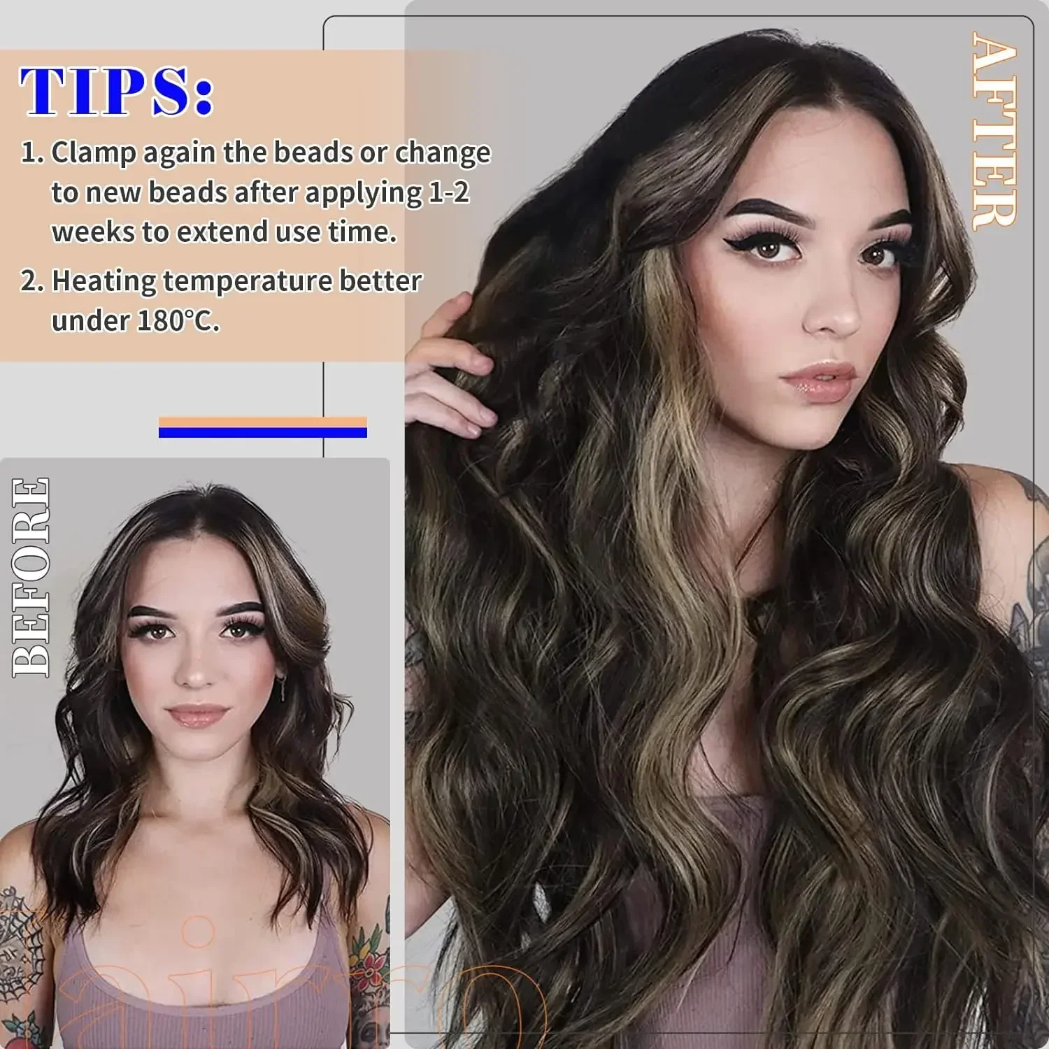 Straight Micro Loop Remy Hair Extensions Cold Fusion Beads #2