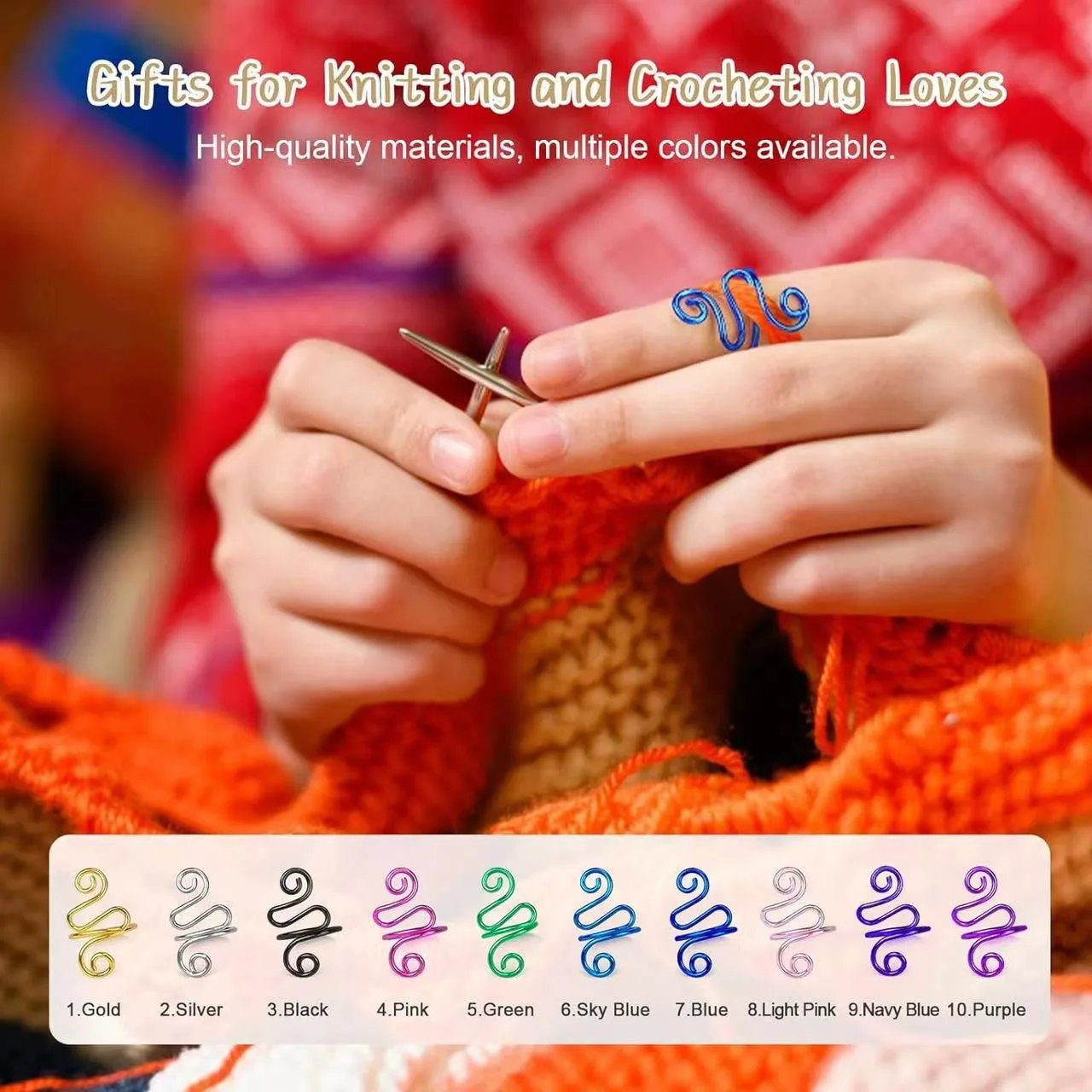 Handmade Crochet Tension Ring for Finger Left Handed Christmas Gifts Women Yarn Crocheter Knitters