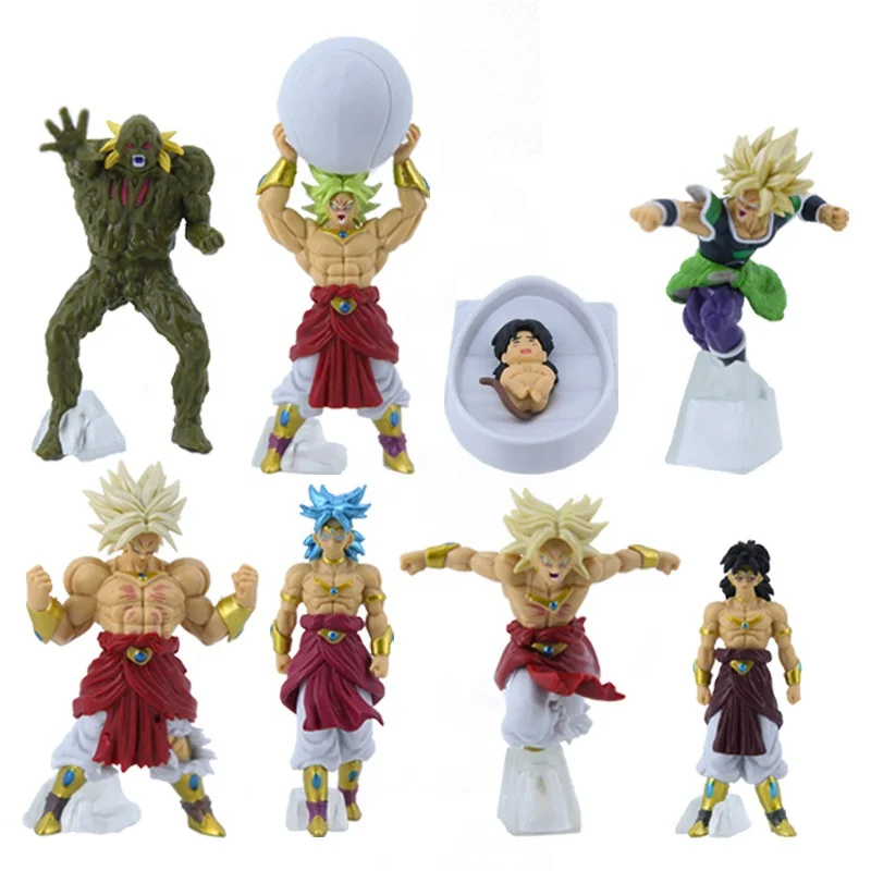 8pcs/set NEW Dragon DBZ PVC Anime Figure Broly Statue Model Action Figure Toy Gifts Collection