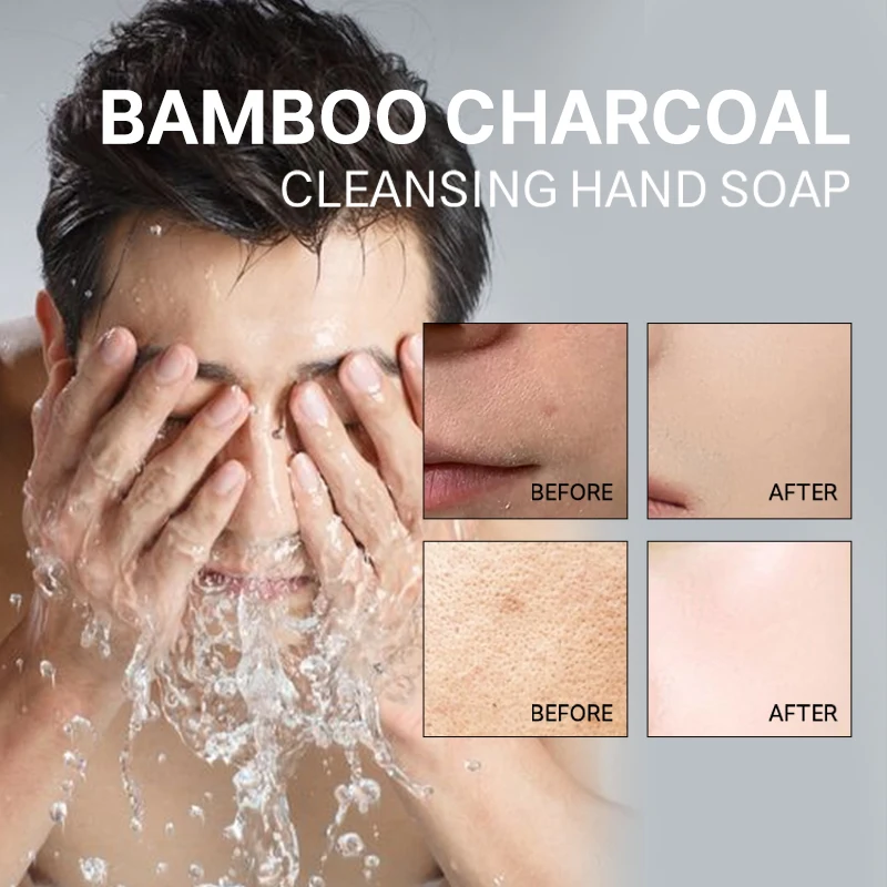 Custom Logo OEM Vegan Activated Bamboo Charcoal Bar Soap With Volcanic mud Tea Tree Oil For Men Skin Care Products Private Label