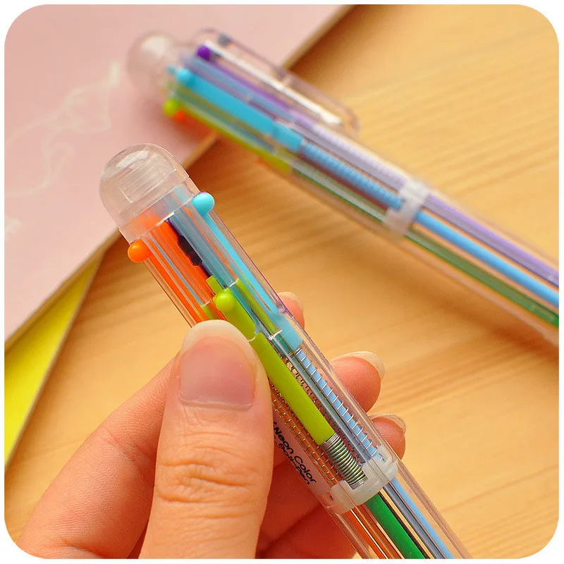 Multi 6 Color In One Set Korean creative cute cartoonulti-function press Supplies Stationery Kids Ballpoint Pen