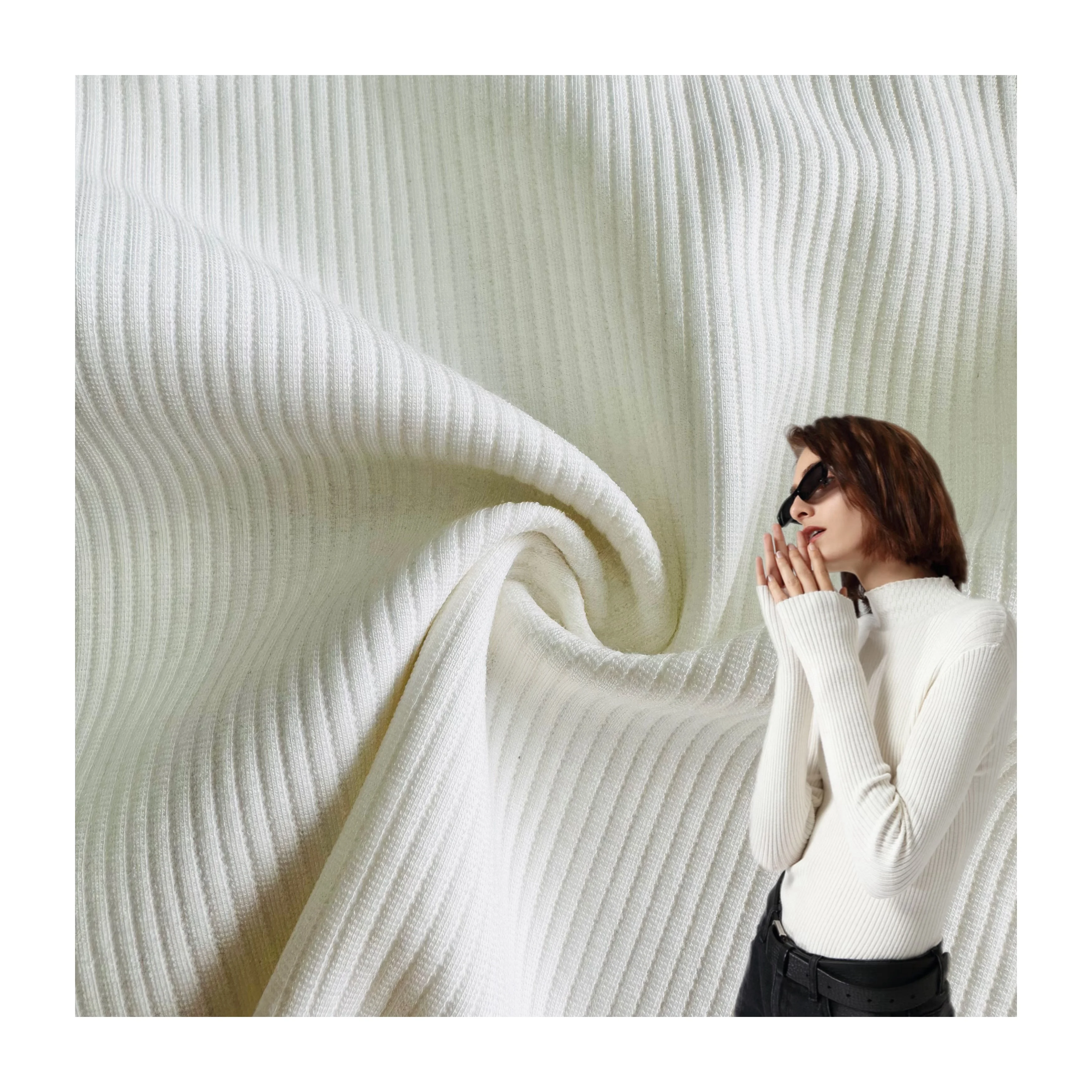 Heavy weight 44%Tencel lyocell 52%polyester 4%spandex Beige French rib fabric for blouse and underwear