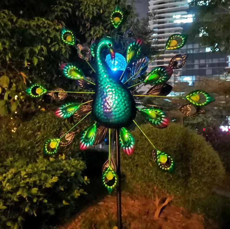 
garden ornaments peacock bird animal shape Wind Spinners Outdoor Metal 