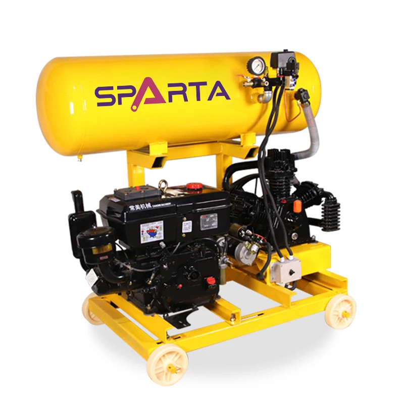 Cheap Price Industrial Portable 16Bar Piston Diesel Air Compressor with Tank Wheels