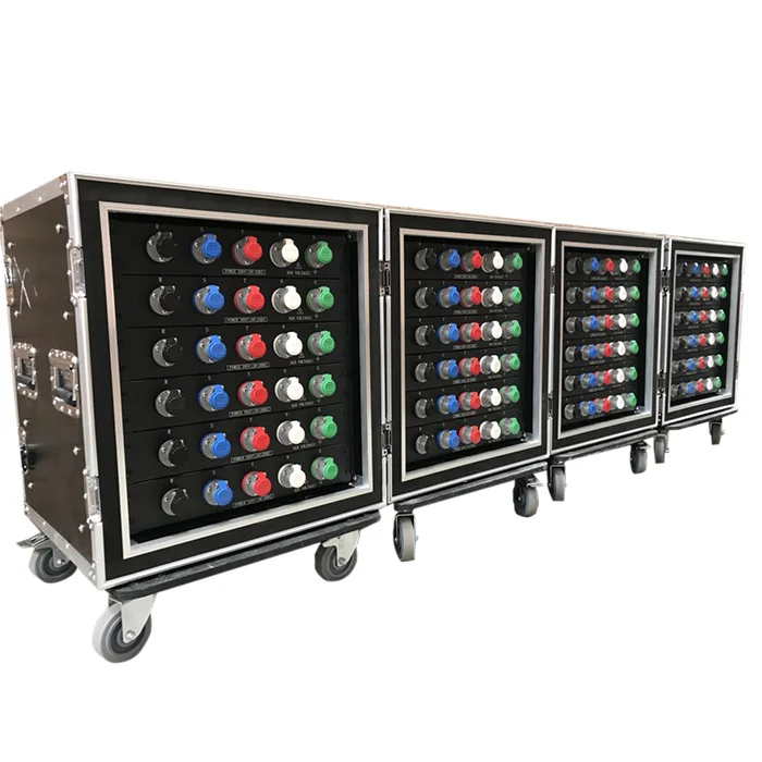 14U Pro audio shockmount power distro rack 3 phase power distribution box with cam lock power input