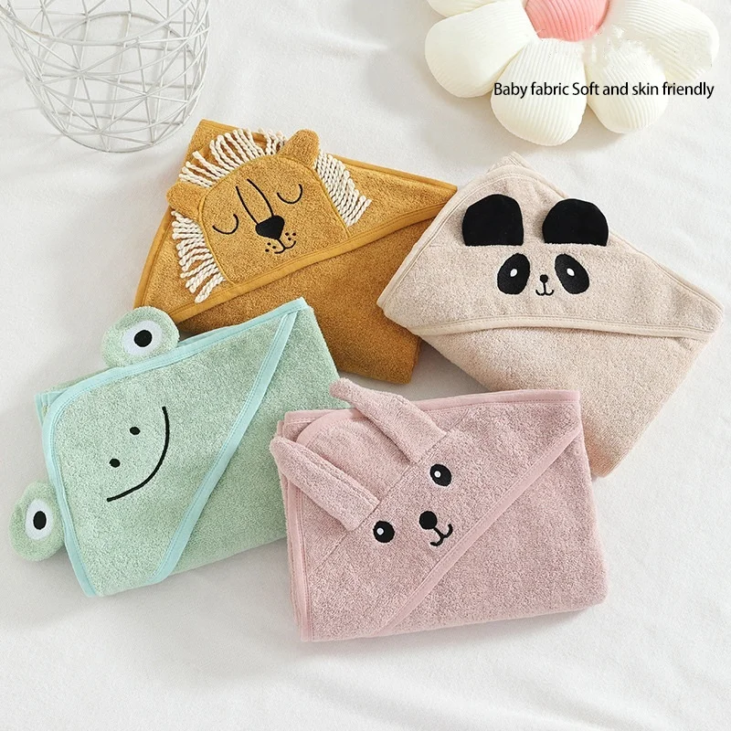 wholesale customer Organic Cotton bamboo Terry baby animal bath hooded bath towel baby swaddle towel kids bath towels 90x90cm