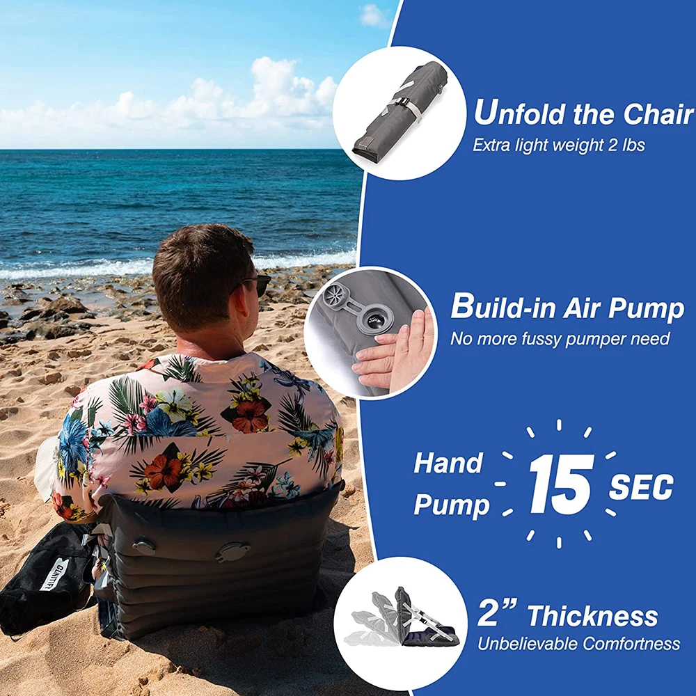 Stadium Inflatable Seat Cushion Portable Self Inflating Seat Pad for Airplane Camping Car Boat Traveling