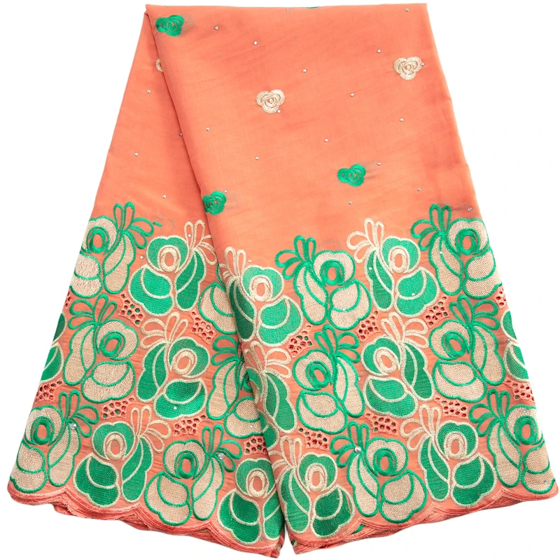 3522 Promotional Price Cotton Embroidered Fabric Swiss Voile Lace 100% Cotton Lafaya For aso obi Senegal Party Dress Material