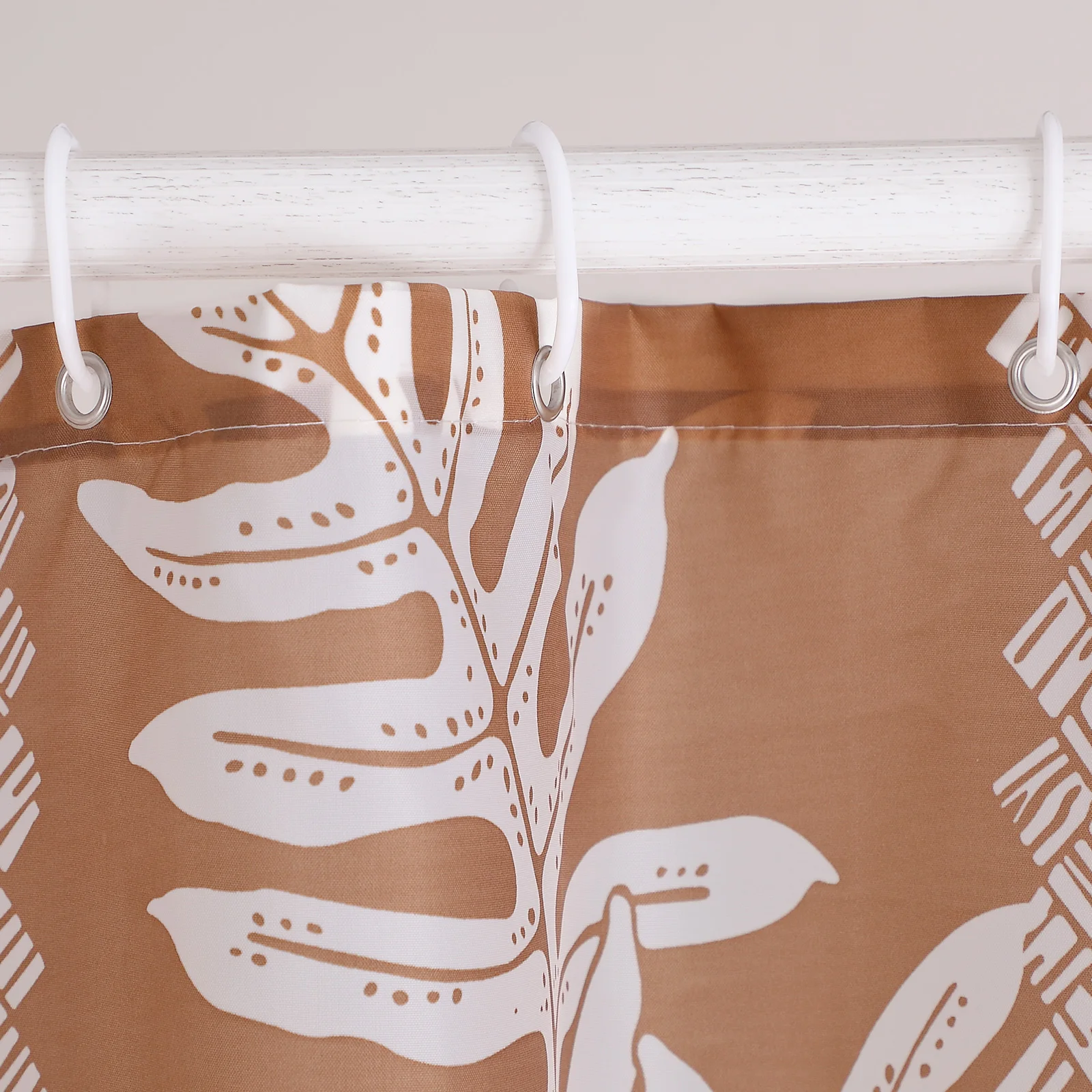 100% Polyester Fabric Shower Curtain with Plastic C Hooks Set of 13