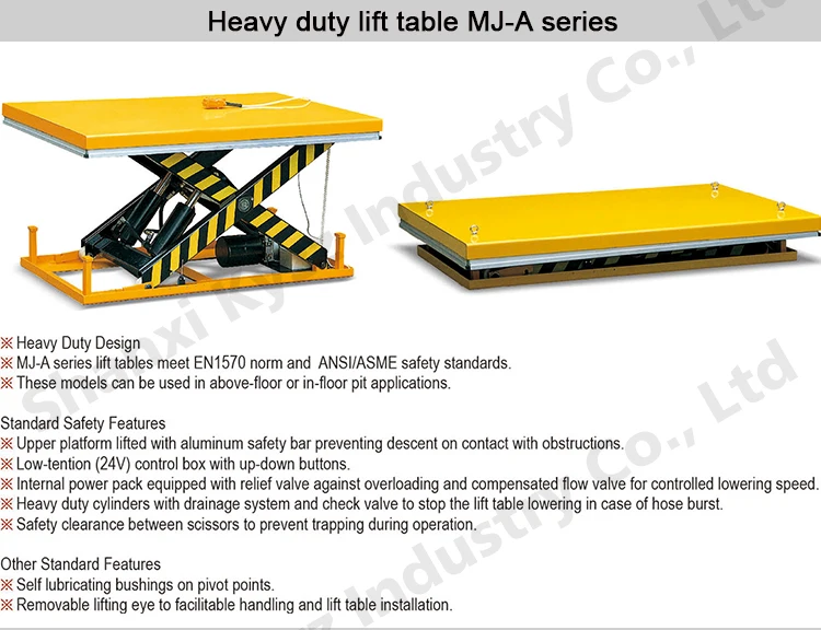 Heavy duty electric hydraulic stationary  scissor lift table