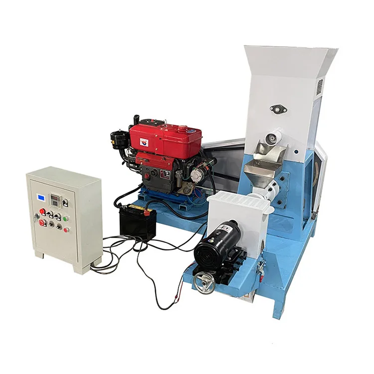 floating fish feed pellet making machine extruder with diesel engine