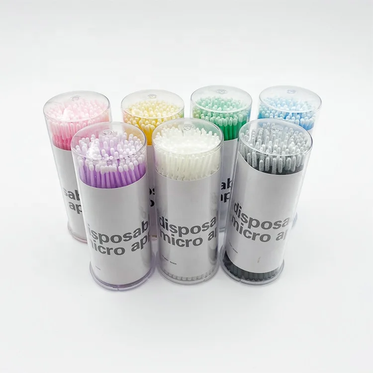 
2021 New Arrival Disposable Colorful Eyelash Plastic Disposable Cotton Swab 