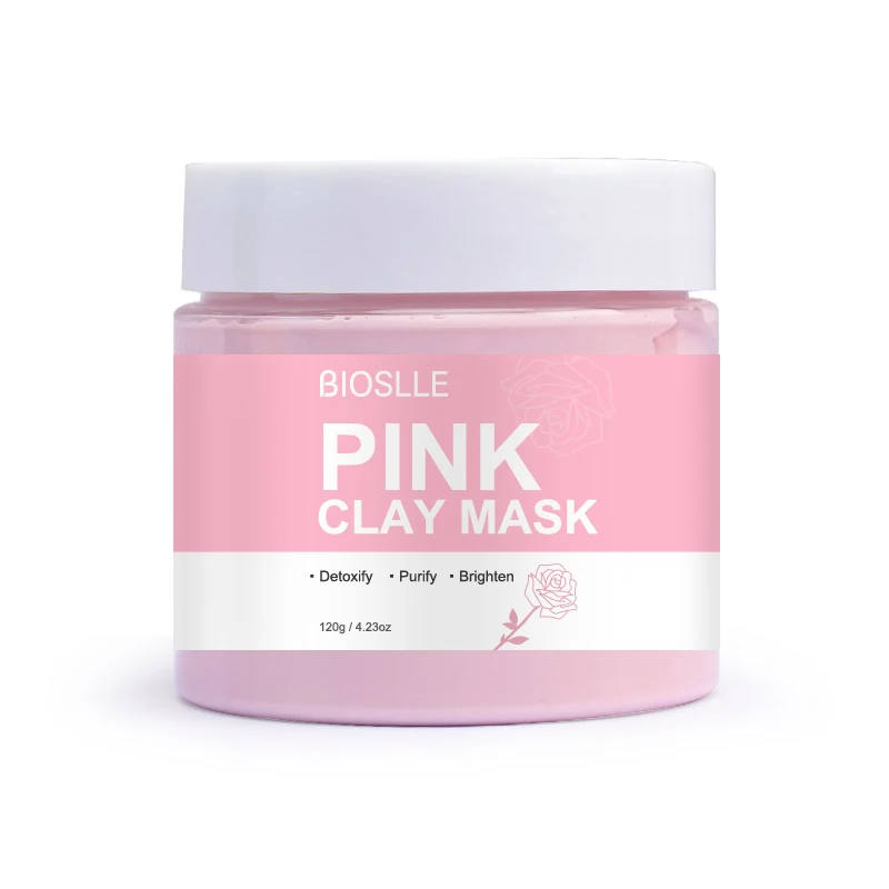 Private Label Blackhead Remover Hydrating Face Mask Kaolin Clay 120g Pink Mud Mask Rose Clay Mask