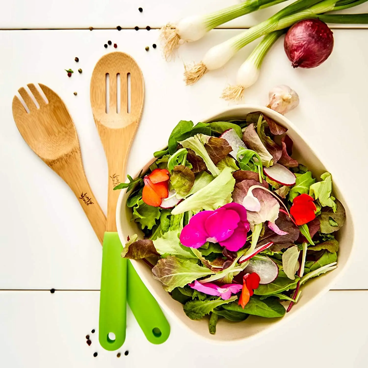 Bamboo Silicone Spatula Set Kitchen Utensil Cooking Spoon Kitchen Utensils