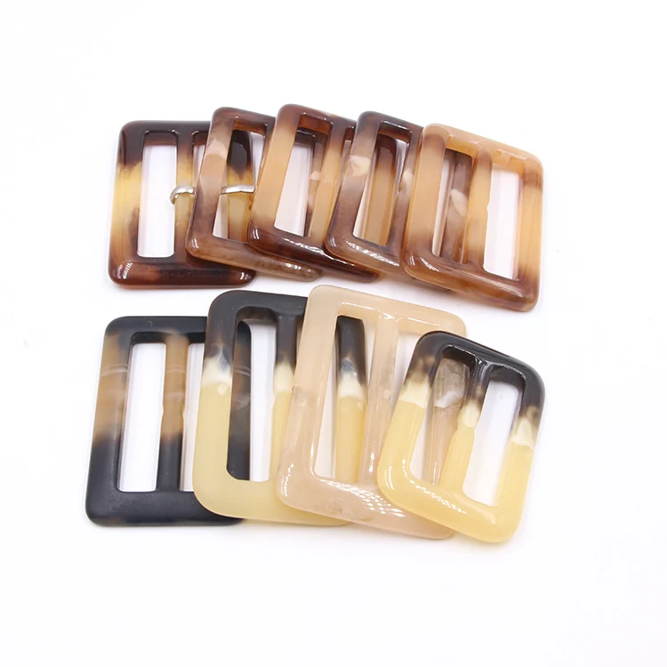 50% Off Wholesale Acetate Acrylic Square Rectangle Swimwear Buckle Custom Women Bikini Tortoiseshell Resin Acrylic Buckles
