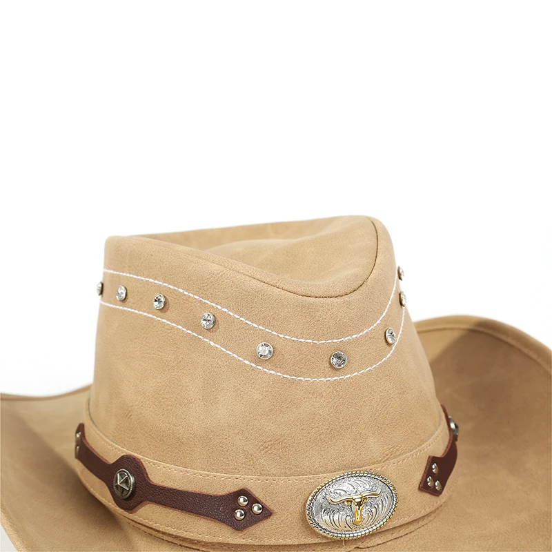 Ковбойская шляпа Outback, кожаные шапки в западном стиле, прочные кожаные шапки ручной работы для мужчин и женщин, 3 дюйма, бежевый/черный