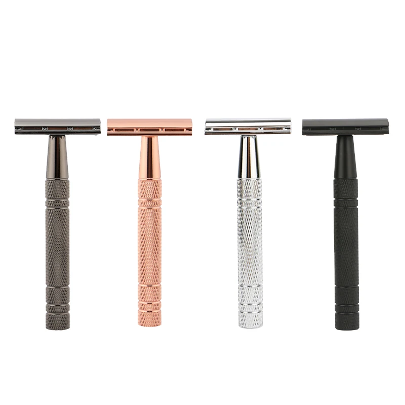 Wholesale Price Double Edge Safety Razor Aluminum Handle Zinc Alloy Head Classical Rose Gold Razor