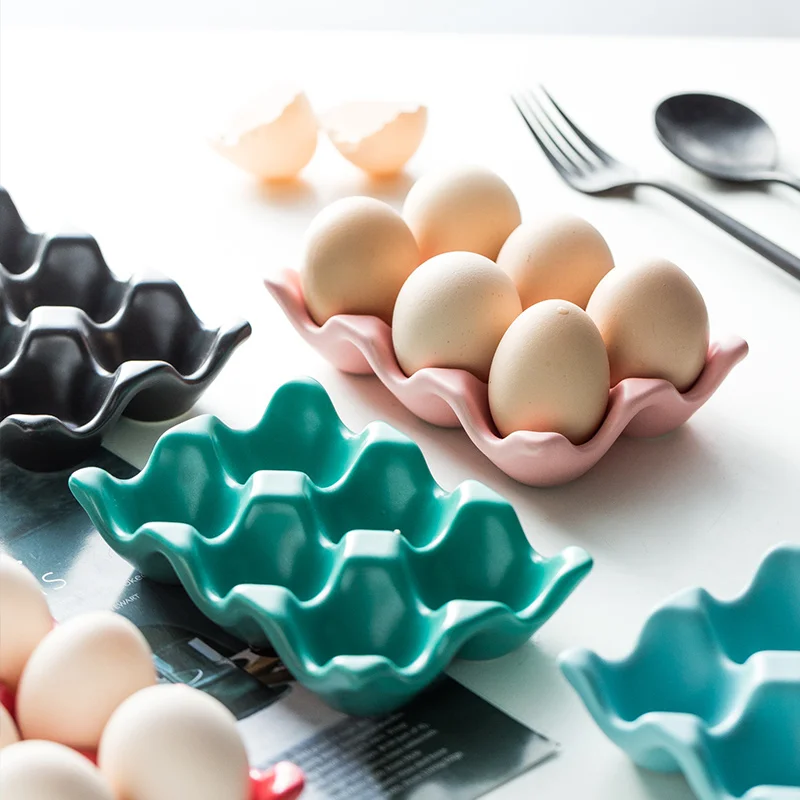  Simple Style Kitchen Utensils Ceramic Egg Grid Household Storage Tray