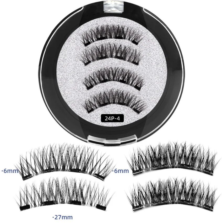 wholesale Quality Glue-free Magnet Eyelashes Magnetic bushy 3D False Eyelashes 4 magnets Magnetic eyelashes Exquisite boxed