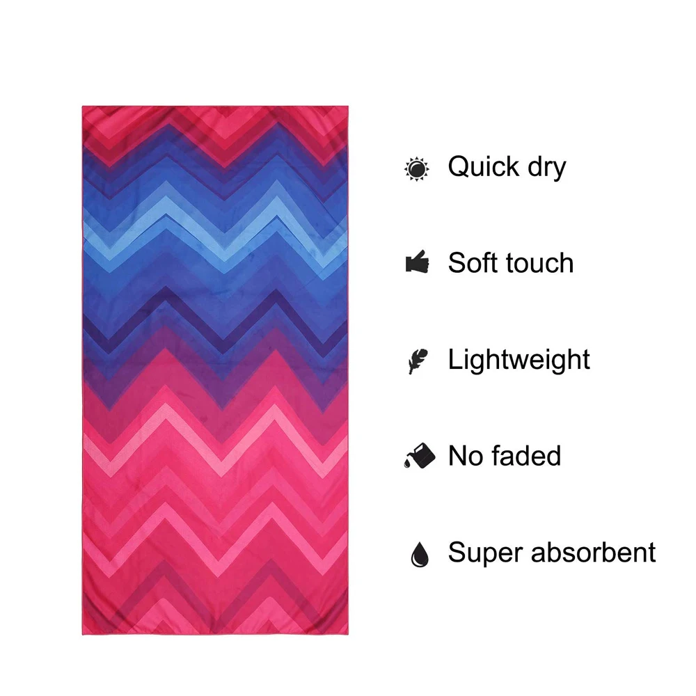 Personalized sublimation print quick dry micro fibre abstract beach towels with pockets