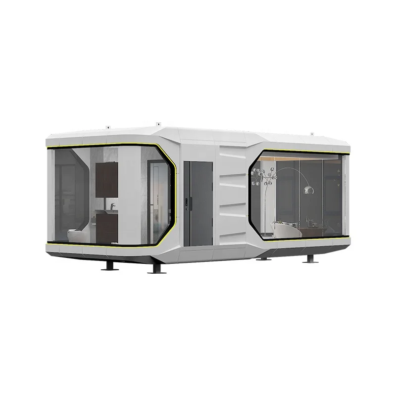 Factory custom cuboid 3 layers of thickened tempered glass soundproof outdoor pod modern home mobile capsule house