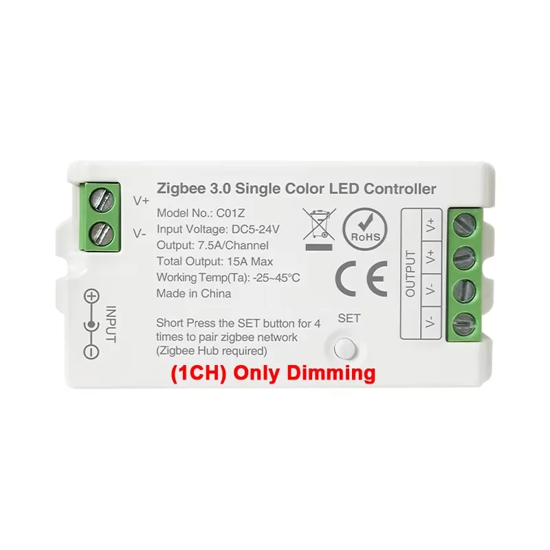 LEDEAST C01Z C02Z DC24V 15A Tuya Zigbee Alexa Google Home Voice Mono Double Color Dimmer LED Strip Light Controller