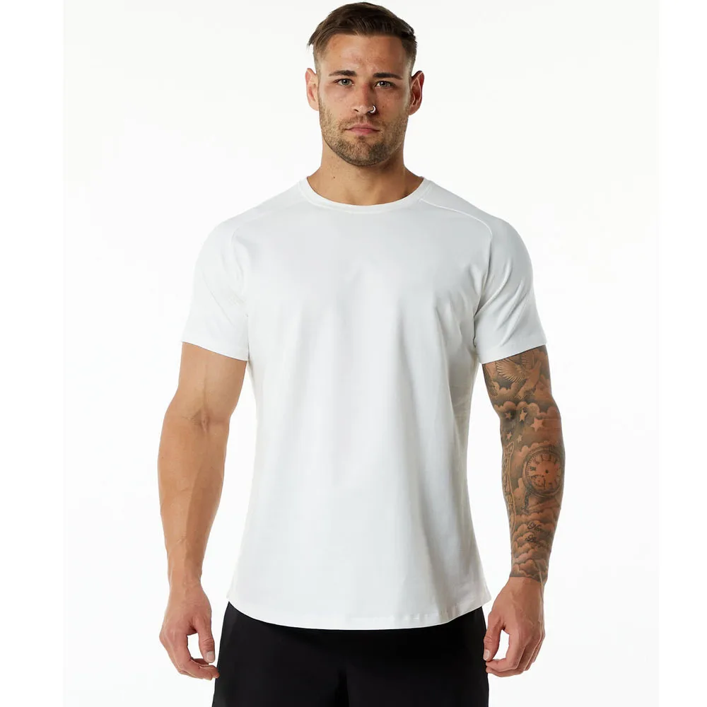 Wholesale Fitness Gym Men Bodybuilding Workout T-shirt White T Shirt For Men high quality cotton Athletic Sports T Shirts