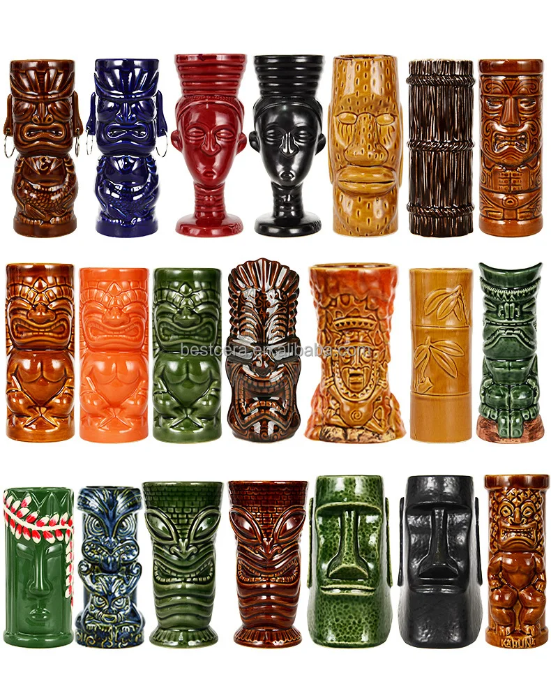 Promotion Hawaii Tiki Mugs Cocktail Cup Skull Mug 13oz Color Glazed Ceramic Tiki Beer Mug