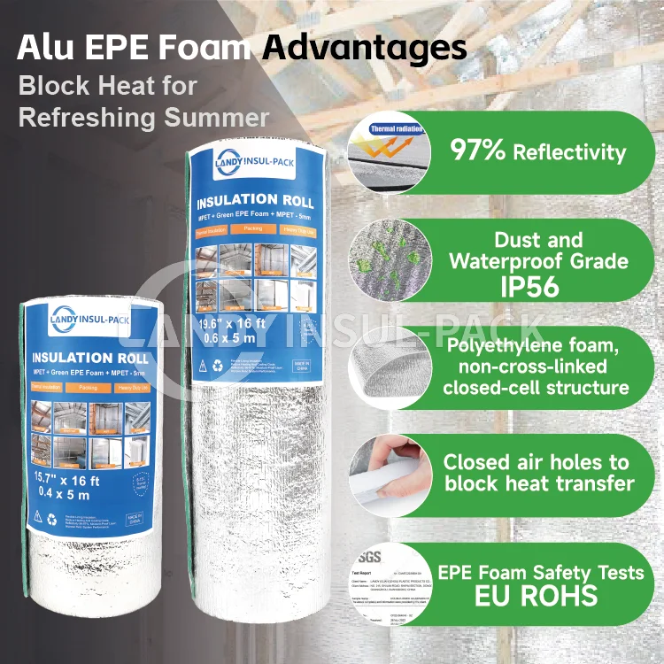 Roof Thermal Radiant Barrier Closed Cell Flexible Foam Aluminum Foil Insulation