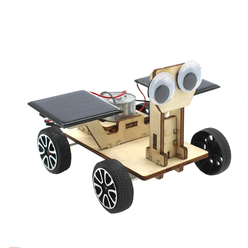 DIY STEM Kit Solar Toys Big Eyes Double Solar Panels Solar Powered Car Science Engineering Toys Educational Equipment For School
