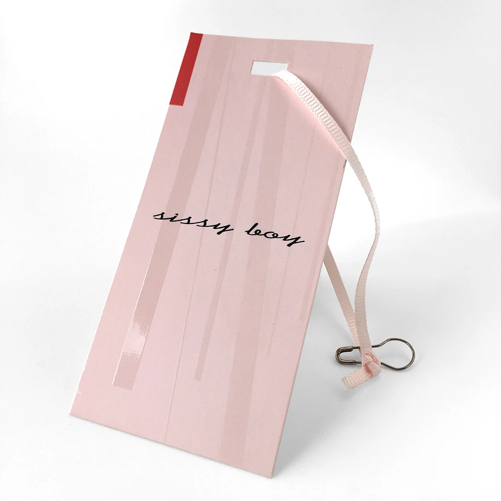 Custom Vintage Small Round Cardboard Pink Red Clothes Garment Labels Silver Foil Hangtag  Paper Hang Tags For Gloves