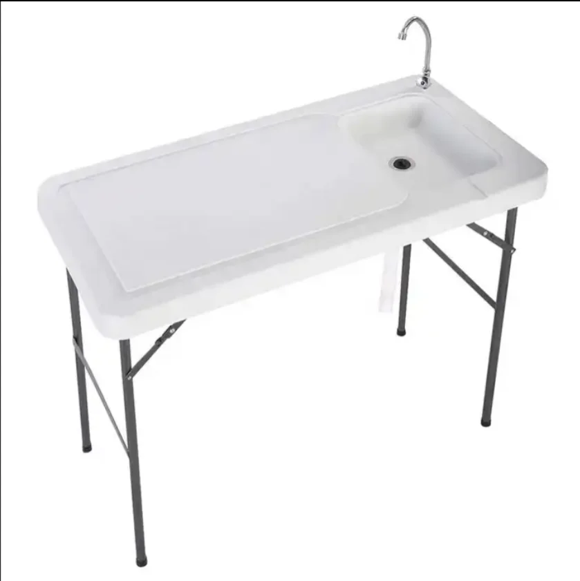 Ty открытый складной стол для чистки рыбы с раковиной белый кемпинговый садовый