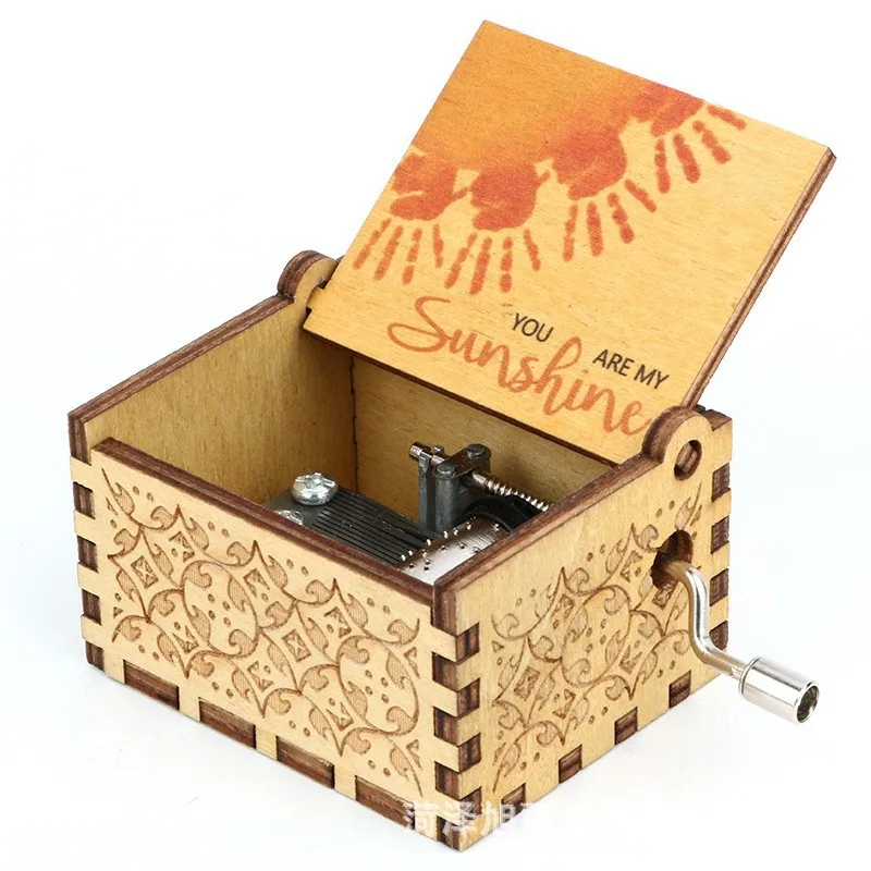 Decoration for Gift Box Music Home Decor Kids Musical Instruments Toys Engraving Hand Crank Wooden Music Box