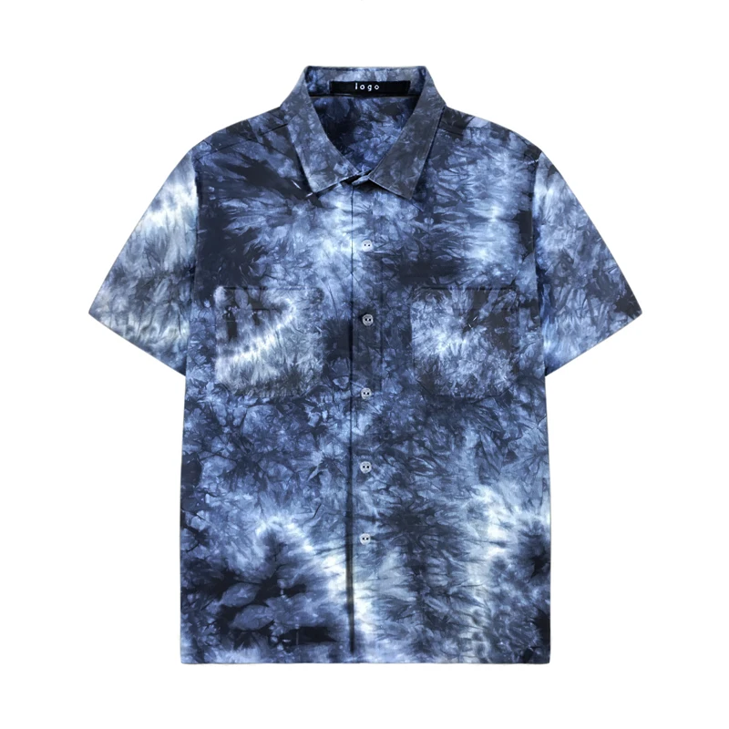 Tie Dye DIY Custom Colors Buttons Rayon Fabric Good Hang Feeling Casual Wear Hawaiian Shirts