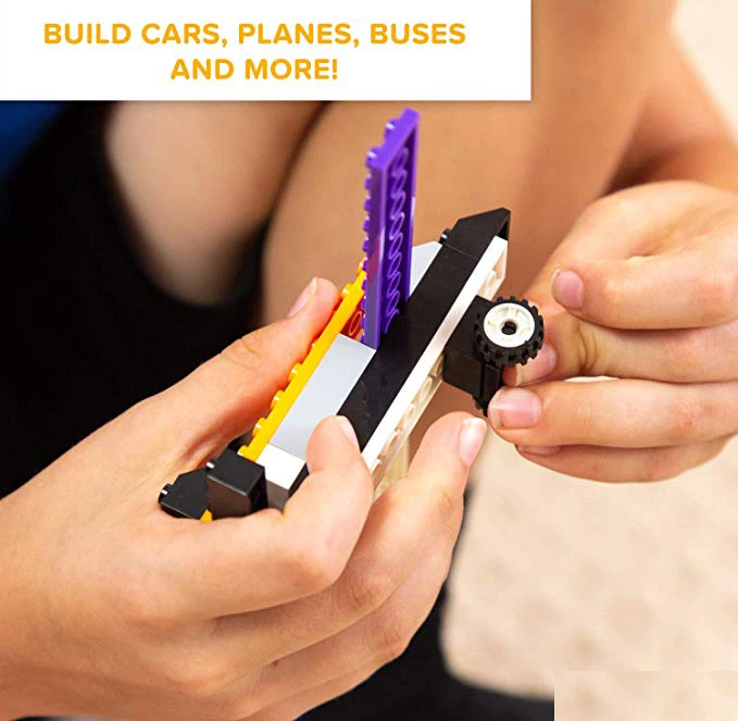 
1100Pcs Building Bricks Kit with Wheels, Tires, Axles, Windows and Doors Pieces - Classic Colors - Compatible with Legoinglys 