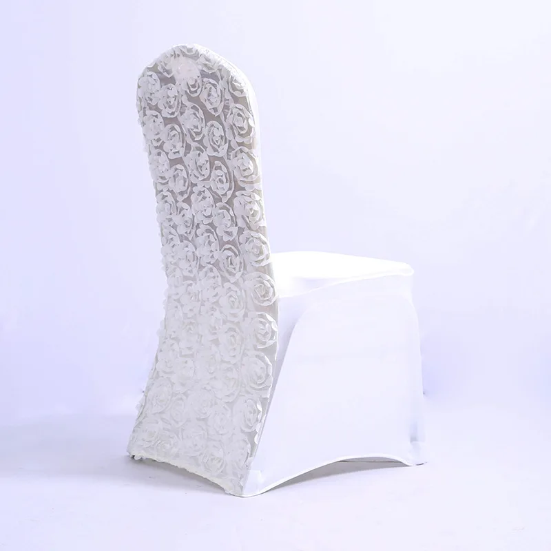 Outdoor Spandex White Chair Covers Wedding Banquet Rosette Chair Cover