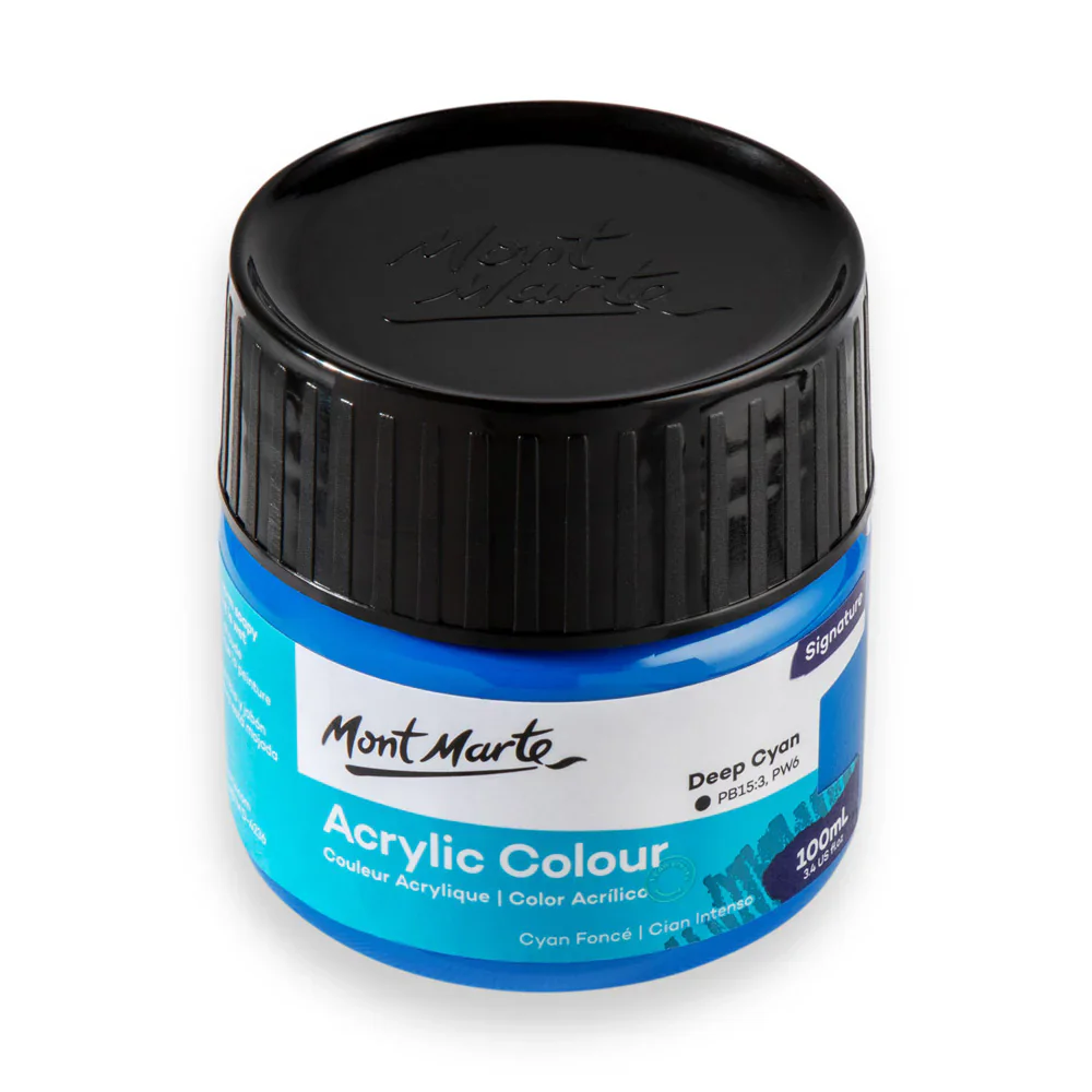 Mont Marte Acrylic Colour Paint 100ml - Deep Cyan artist acrylic paint