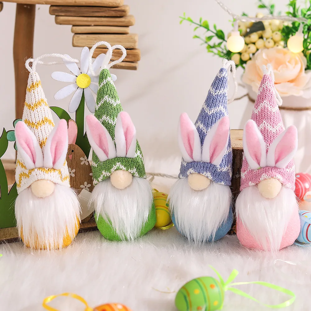 New Shopping Mall Window Courtyard Atmosphere Layout Props Easter Knitted Hat Faceless Old Man Doll Pendant