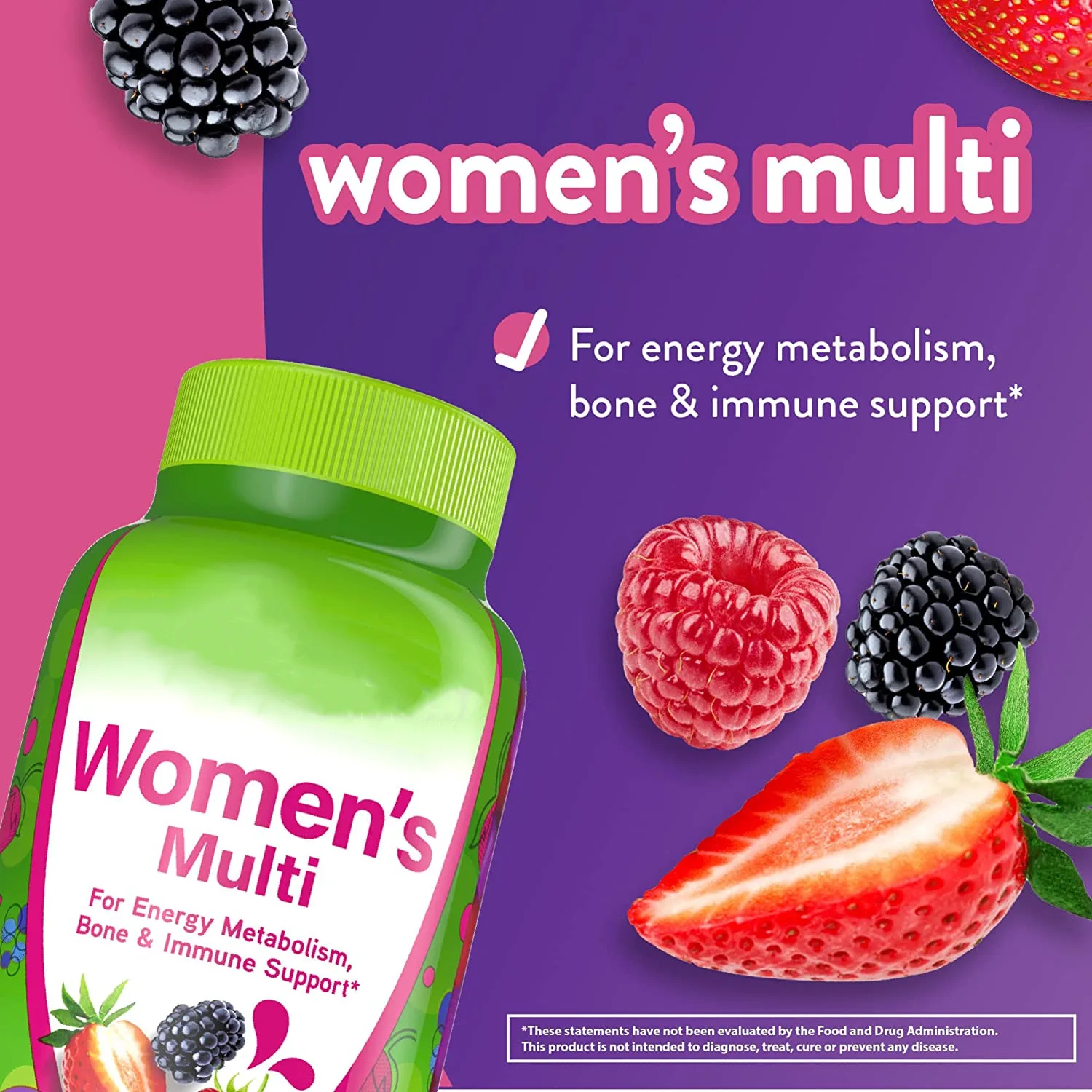 Vitamin Gummies, Berry Flavored Daily Vitamins for Women With Vitamins A, C, D, E, B-6 and B-12,  75 Days Supply, 150 Count