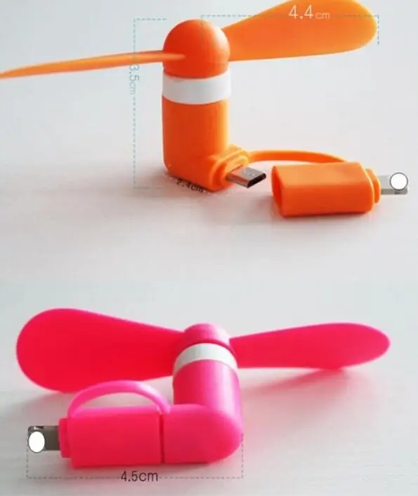Портативный USB мини-вентилятор 2 в 1 из пластика рекламный подарок охлаждающий вентилятор для iPhone Android