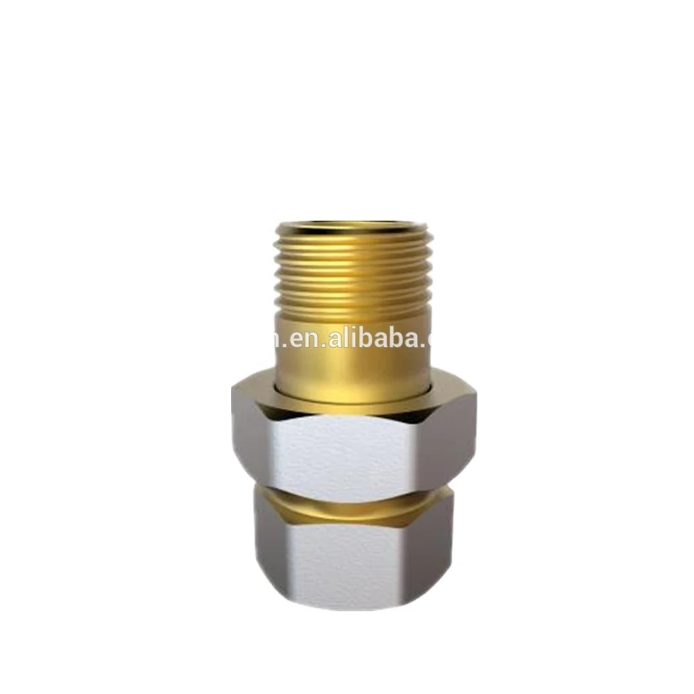 S7121 Brass Fitting Straight fitting in 3 pieces MF BRASS COLOR AND NICKLE PLATED