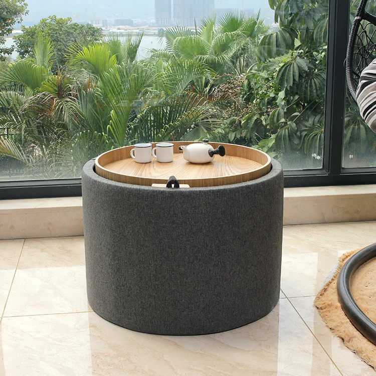 high quality wooden coffee table modern wooden tray with storage Ottoman